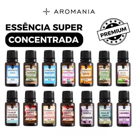 Kit 5 Essências Para Difusor Aromatizador e Umidificador de Ambiente Hidrossol - 100% A Base de Água