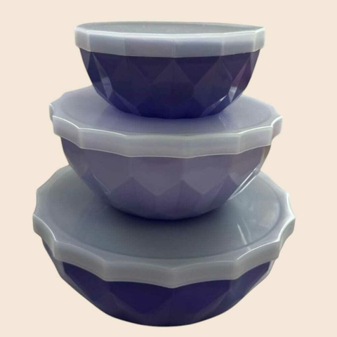 Bowl Facetado Trio x3 con tapa