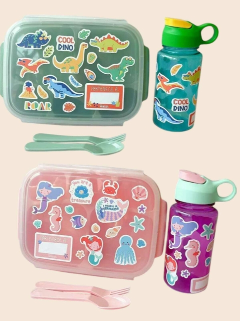 Botella + Lonchera ambas con stickers.