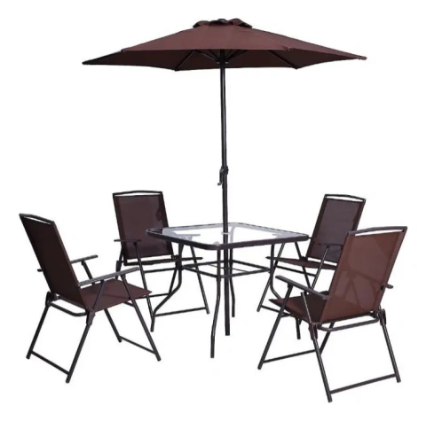Conjunto Jardim 4 Cadeiras Mesa Vidro com Ombrelone