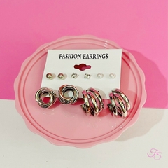 Kit de 5 Pares de Brincos Fashion Earrings na internet