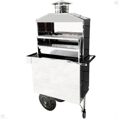 Carrinho de Espetinho Churrasqueira Inox Coifa Duas Grelhas