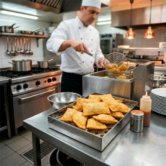 Escorredor em Inox De Batata Pastel Salgados Coxinha Retangular Médio - comprar online