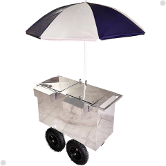 Carrinho Duas Cubas Duplo Inox 4 Rodas Pneus Térmico Açaí