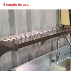 Prateleira de Parede em Aço Inox Grelha Escorredor Com Mão Francesa - comprar online