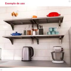 Imagem do Prateleira de Parede em Aço Inox Lisa Com Mão Francesa