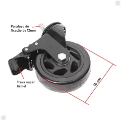 Rodinha Rodízio 4 Polegadas 10cm com Trava Carrinhos Móveis - comprar online