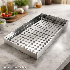 Escorredor em Inox De Batata Pastel Salgados Coxinha Retangular Grande - comprar online