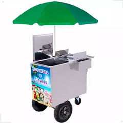 Carrinho De Acai Sorvete Picolé Aço Inox Guarda Sol Rodinha - comprar online