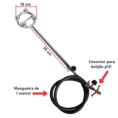 Queimador Alta Pressão 4 Caulins + Mangueira e Registro - comprar online