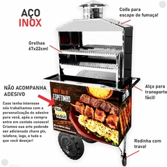 Carrinho de Espetinho Churrasqueira Inox Coifa Duas Grelhas - comprar online
