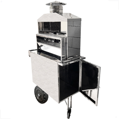 Carrinho de Espetinho Churrasqueira Inox Coifa Duas Grelhas