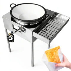 Fogão Pasteleiro em Aço Inox Com Tacho e Escorredor