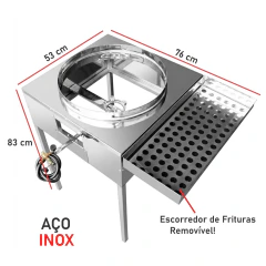 Fogão Pasteleiro em Aço Inox Com Tacho e Escorredor - comprar online