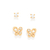 Brinco kit borboleta com zircônias Rommanel banhado a ouro 18k 527056