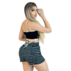 Conjunto Short Feminino Malha Preto Listrado AJustável com Top - comprar online