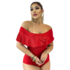 Body Feminino Malha Ribana Vermelho Ciganinha Ombro a ombro