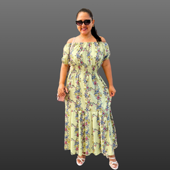 Vestido longo no Lastex estampado - comprar online