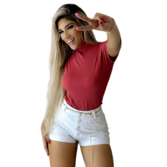 Blusa Feminina Manga Curta cor Vermelho Goiaba - Lojas 44