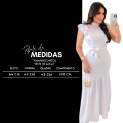 Vestido Evangélico Alfaiataria Branco Longo com Manga Curta - loja online