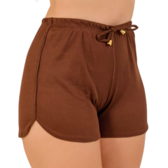 Short Feminino de Malha Canelada Ajustável Cores - Lojas 44