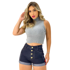 Short Feminino Jeans Curto com lavagem Escura - loja online