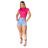 Blusa Feminina Curta Canelada Princesa Cor Rosa: Pink Style