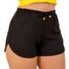 Short Feminino de Malha Canelada Preto Ajustável - comprar online