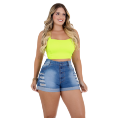 Short Feminino Jeans Cós Alto: esbanje elegância.