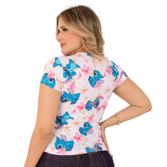 Blusinha Feminina Suede Curta Estampa Floral - comprar online