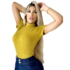 Blusa Feminina Manga Curta cor Amarelo Mostarda - comprar online