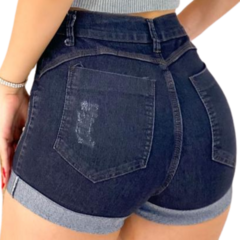 Short Feminino Jeans Curto com lavagem Escura - comprar online