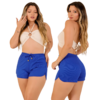 Short Feminino de Malha Canelada Azul Ajustável - comprar online