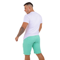 Bermuda Jeans Masculina Destroyed Verde Neon - loja online