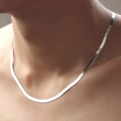 Collar de plata de ley 925, cadena de serpiente de 4MM - comprar en línea