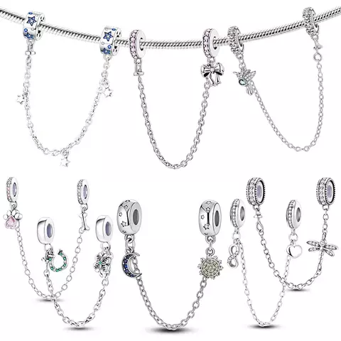 Cadena de seguridad plata 925, Luna, estrella - comprar en línea