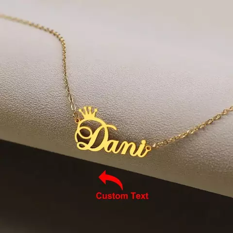 Collar con nombre personalizado para mujer, Gargantilla con placa de identificaco