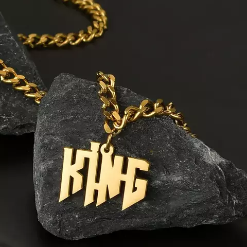 Collar con colgante de nombre personalizado, colgante grande de letras llamativa - comprar en línea