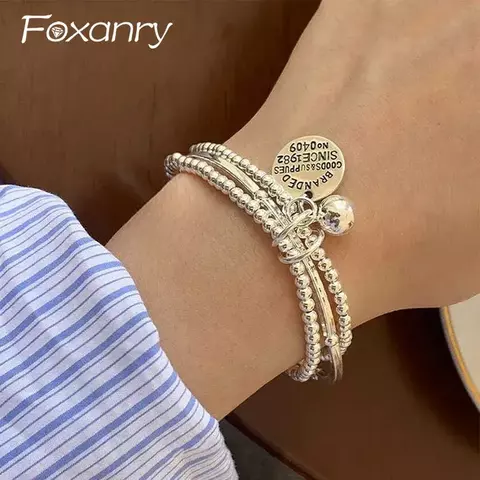 Pulseras de cadena de cuentas multicapa con colgante