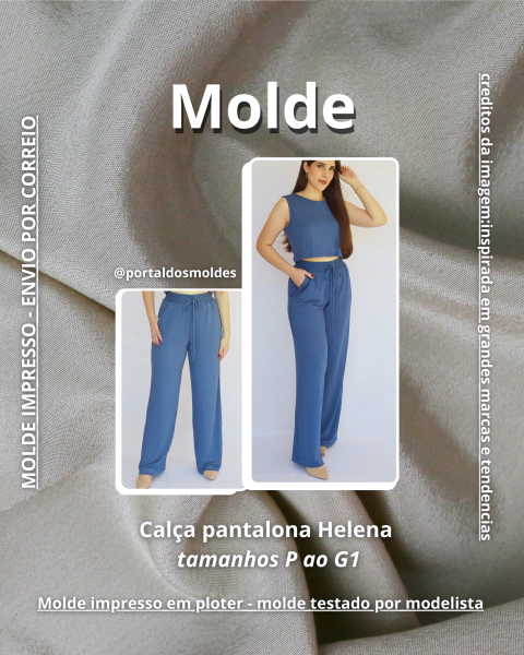 Molde calça pantalona Helena - IMPRESSO - comprar online