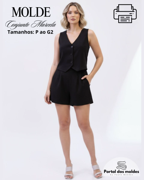 MOLDE CONJUNTO ALFAIATARIA MARCELA - VERÃO 2026 (IMPRESSO) - comprar online