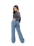 Calça wide leg jeans claro na internet