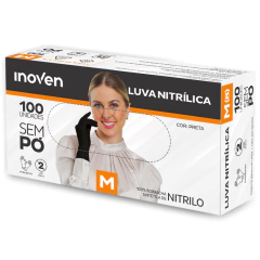 Luva Nitrílica Preta Caixa c/ 100un - Inoven