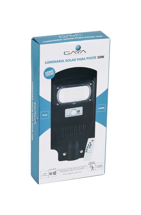 3174 - Luminária p/ Poste Solar c/ Controle 50W 6000K - Gaya