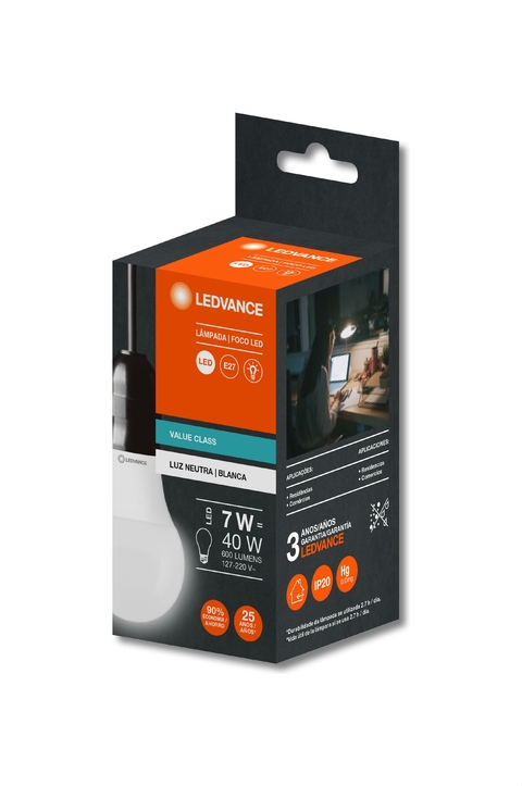 7020786 - Bulbo 7W 4000K 600lm BIV E27 CLA40 - Ledvance