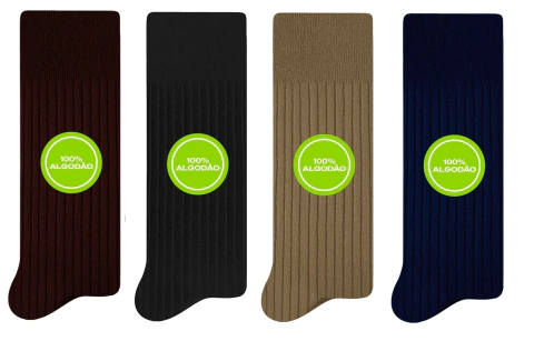 8005 - Meia Masculina Social Cano Alto com 6 Pares - Selene