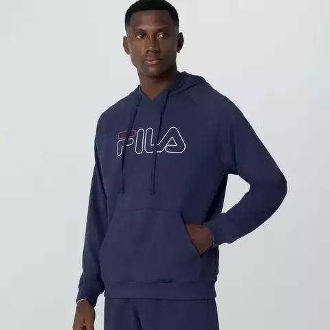 F11L00871 - CASACO COM CAPUZ MASC. FILA LETTER OUTLINE LIGHT