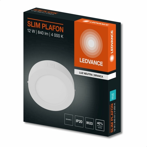 Plafon Slim Redondo 12W 4000K Branco 7021577 - Ledvance
