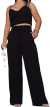 Imagem do Conjunto Feminino Duna Areia Calça Pantalona e Cropped com Bojo