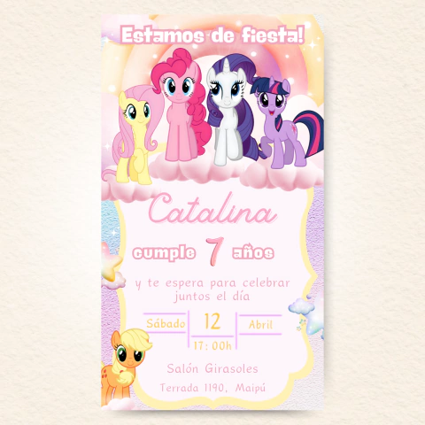 Invitación Digital de Cumpleaños Unicornio - comprar online
